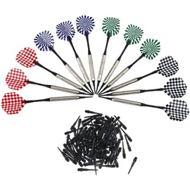 F Season Pack of 12 Plastic Tip Dart Flights, 100 Extra Soft Dart Tips