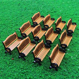 Evemodel ZY35087OB 12pcs Model Train Platform Park Street Seat Bench Chairs Settee 1:87 HO Scale