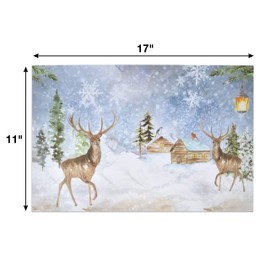 Gift Boutique 50 Disposable Christmas Reindeer Paper Place Mats Watercolor Trees Snowflakes Table Mat 11" x 17" for Holiday Dinner Doilies Rustic Xmas Winter Table Setting Dinner Party Home Décor