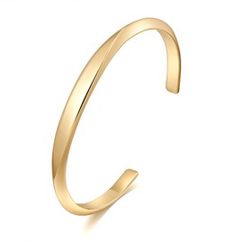 CUFELMU Gold Plated Cuff Bracelets for Women Simple Thin Bangle Bracelets Open Cuff Bracelets Minimalist Jewelry Gift