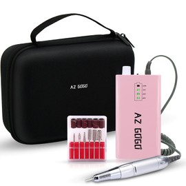 AZ GOGO Professional Nail Drill Machine, 30000 rpm Portable Electric Nail Drill for Acrylic Nails - Efile Manicure/Pedicure Kit (Pink with EVA Bag)