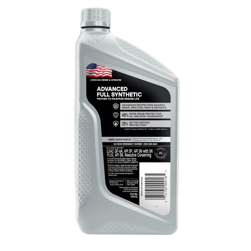 Valvoline Advanced Full Synthetic SAE 0W-20 Motor Oil 1 QT