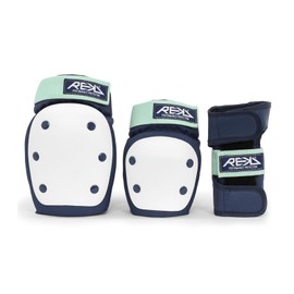 REKD Heavy Duty Triple Pad Set, Complete Protection Pack, Fully Certified for All Action Sports Blue Mint Medium
