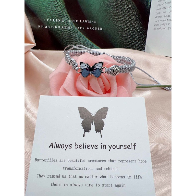 Always Believe in Yourself Butterfly Bracelet--Adjustable String Butterfly Bracelets,Adjustable Hand
