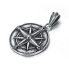 PAURO Men's Stainless Steel Vintage Round Compass Pendant Punk Necklace