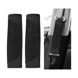 Car Seat Belt Cover, 2PCS Comfortable Vehicle Seat Belt Strap Cushion, Soft Wear Resistant Automotive Interior Decorative Harness Strap Pad, Universal for SUV RV Truck (Black)