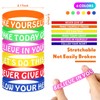 Lenwen 180 Pcs Motivational Quote Rubber Bracelets for Kids, Back