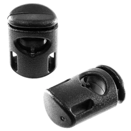 1/4 Inch Black Ellipse Cord Lock Clamp Toggle Stop Slider for Paracord, Bungee Cord, Drawstrings, Accessory Cordage and More (5 Pack)