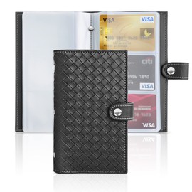Jasenna Card Case, Credit Card Case, Card Holder, Large Capacity, Thin, Magnetic, Anti-Skimming, Holds 96 Cards, 1-Weave-Black