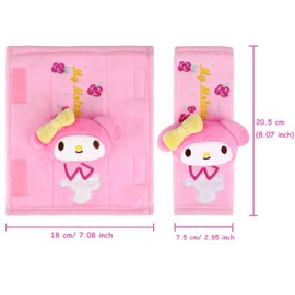 Roffatide Anime My Melody Kuromi Car Seatbelt 2 PCS Shoulder Pad Seat Belt Cover Protector Plush Compatible with All Cars