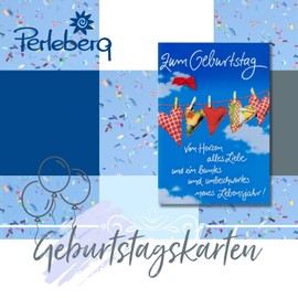 Perleberg hochwertige Geburtstagskarte der Basic Classic Collection mit Liebe, Glück, Freude Stein-Motiv - Karte zum Geburtstag mit Umschlag - Geburtstagskarten in Premium-Qualität 11,6 x 16,6 cm