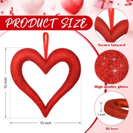 Syhood 2 Pcs 10 Inch Valentine Heart Tree Ornaments Large Heart Ornaments Valentine's Day Decor Valentine's Day Wreath for Christmas Tree Front Door Wall Mantel Party Decor (Red)