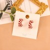 QLUYCKW Checkered Big Grid C Shape Hoop Earrings Colorful Chunky