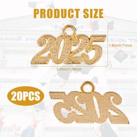 20pcs 2025 Graduation Tassel, Gold 2025 Tassel Charm Senior Sash 2025 Graduation Cap 2025 Pendant Hanging Decorations for Celebration Supplies Hat Jewelry Making