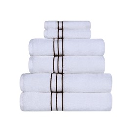 Superior Turkish Cotton Ultra-Plush 6-Piece Towel Set, Ideal for Master Bath, Guest Bathroom, Fast Drying, Shower, Spa, Face/Washcloths, Hand, Bath Towels, Absorbent, Home Basics, Chocolate