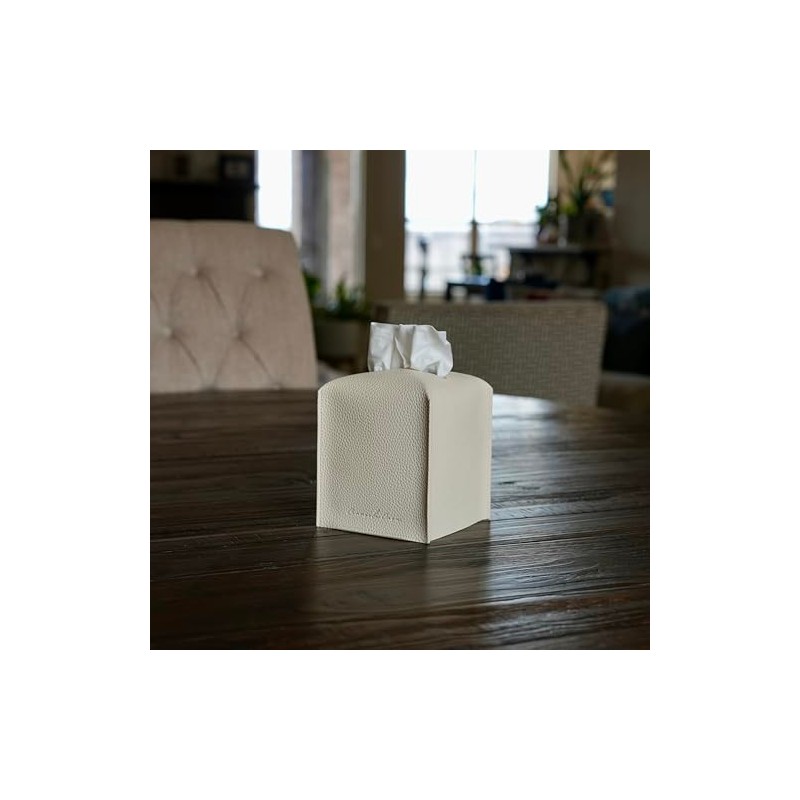 Caja de pañuelos de Cuero (Classic-Textured Beige, 1 Pack)