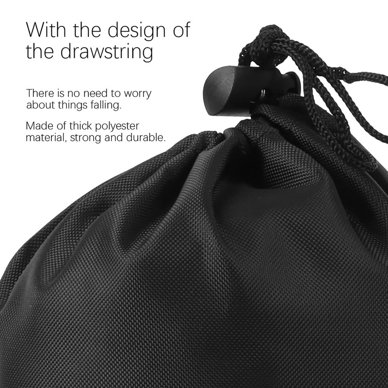 Keenso Black Drawstring Bag, 10 Pcs Portable Polyester Waterproof Drawstring