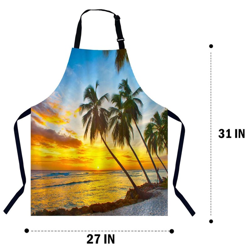 BGBDEIA Palms on the White Beach Apron Adjustable Neck Bib