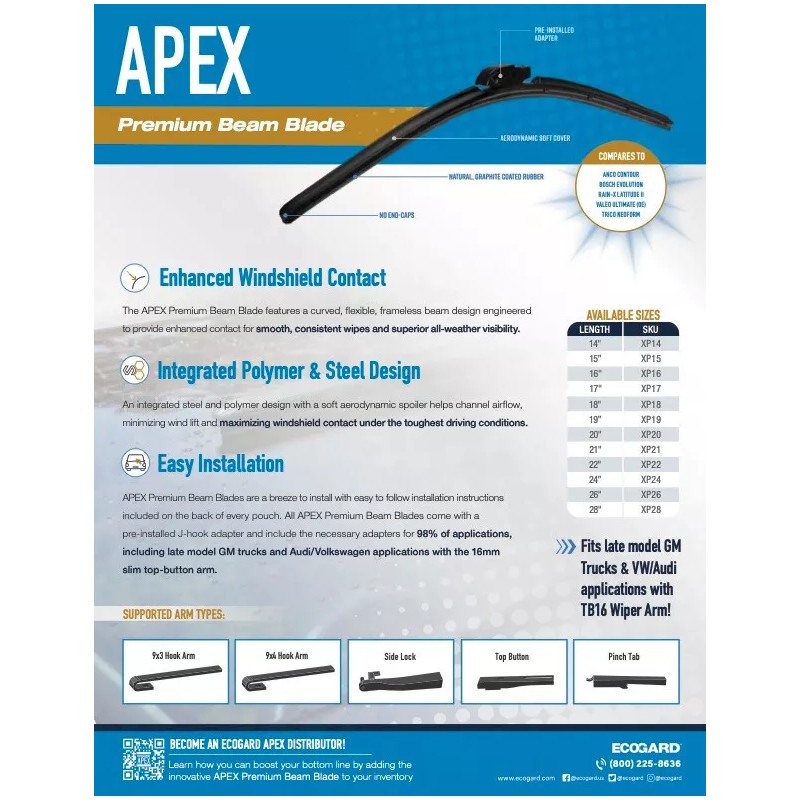 ECOGARD - Wiper Blade - APEX – 18" Premium Beam