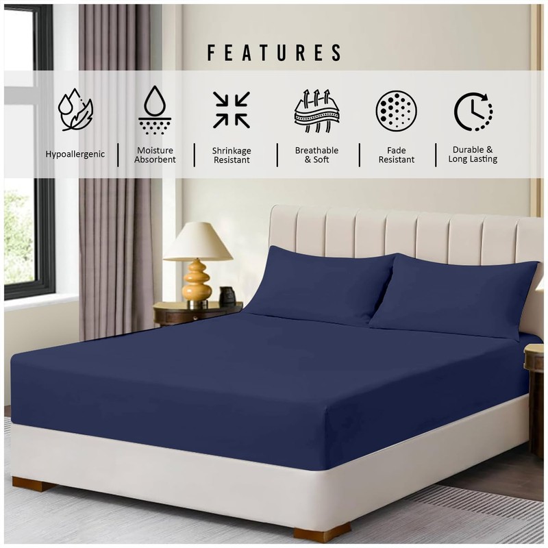 Fitted Sheet King Size (25cm) Deep Pocket - Microfiber Bed