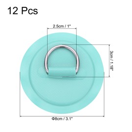 PATIKIL 3.1" Paddle Board D Rings, 12 Pcs Stainless Steel D-Ring PVC Patch Pad No Glue Include for Raft Kayak Inflatable Boat Surfboard, Light Green