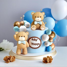 Blau Teddybär Tortendeko Junge Blau Tortendeko Teddybär Kuchen Dekoration Mädchen 1 Jahr Kuchen Dekor für Hochzeit Babyshower Geburtstag Party