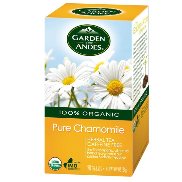 Garden of the Andes Herbal Organic Decaf Chamomile Hot Tea Bags, 0.9 oz, 20 Tea BagCount