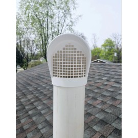 GWM Radon & HVAC Rain Cap for 4" PVC Pipe, 1/4" Mesh Screen, Fits on End of Pipe