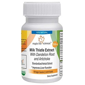 Milk Thistle Extract with Dandelion Root and Artichoke - 60 Vegan Capsules - 500mg