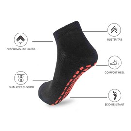 NOVAYARD - 6 pares de calcetines antideslizantes para yoga, pilates, hospital, para hombres y mujeres, Negro -, M