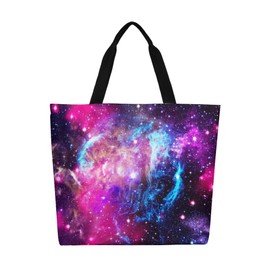 Muishi Galaxy Canvas Tote Bag Large Women Casual Shoulder Bag Handbag Reusable Beach Shopping Grocery Bag For Outdoors