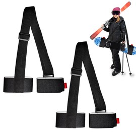 mizikuu 2pcs Ski Carry Strap, Adjustable Ski Straps Ski Backpack Ski Bag with Padded Ski Shoulder Strap Poles Carry Strap for Adults Children Carry Ski Poles Ski Equipment Snowboard