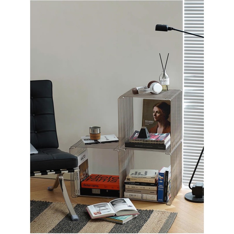 Modern 304 Stainless Steel Wire Cube Storage Rack, Silver, 13.8x13.8x13.8