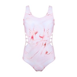 Dtone Girls Swimming Costume Big Kids One Piece Swimsuits Beach Swimwear Bathing Suits for 11-12 Years Pink
