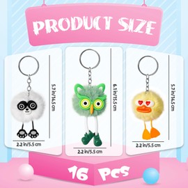 Jizvxe 16 Pcs Cute Plush Keychains Kawaii Keychain Bulk for Classroom Prizes Treasure Box Toys Goodie Bag Pinata Stuffers Birthday Party Favors