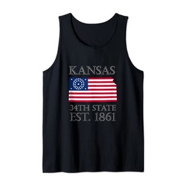 Kansas 34th State Est 1861 Civil War 34 Star Flag Tank Top