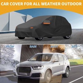 Partuto All-Weather Waterproof Car Cover - UV-Resistant Outdoor Full Exterior Protection for Peugeot 208 190T-PU Black with Right Side Zipper