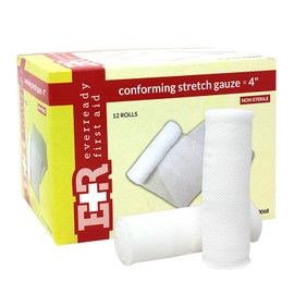 Ever Ready First Aid Conforming Gauze Roll Bandage Non Sterile Box of 12-4 inch