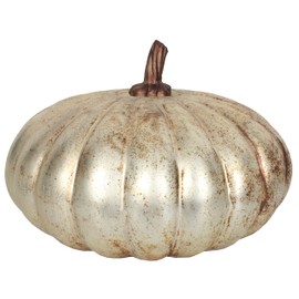 Sweet Summer Living Pumpkin 12 Inch Width X 9 Inch Height Glass Mercury Burnt Gold. Perfect for Harvest Décor, Fall Décor & Thanksgiving Décor.