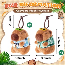 Simgoing 2 Pcs Capybara Plush Keychain Capybara Stuffed Animals Toy Pendant for Back to School Gifts Exchange Birthday Party(Hawaiian Shirt)