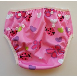 Swim Diaper - Reusable and Adjustable for Babies 0 to 12 Months and Toddlers up to 3 Years by Eco-Friendly Terra Baby (Pink Flutter-by Love)