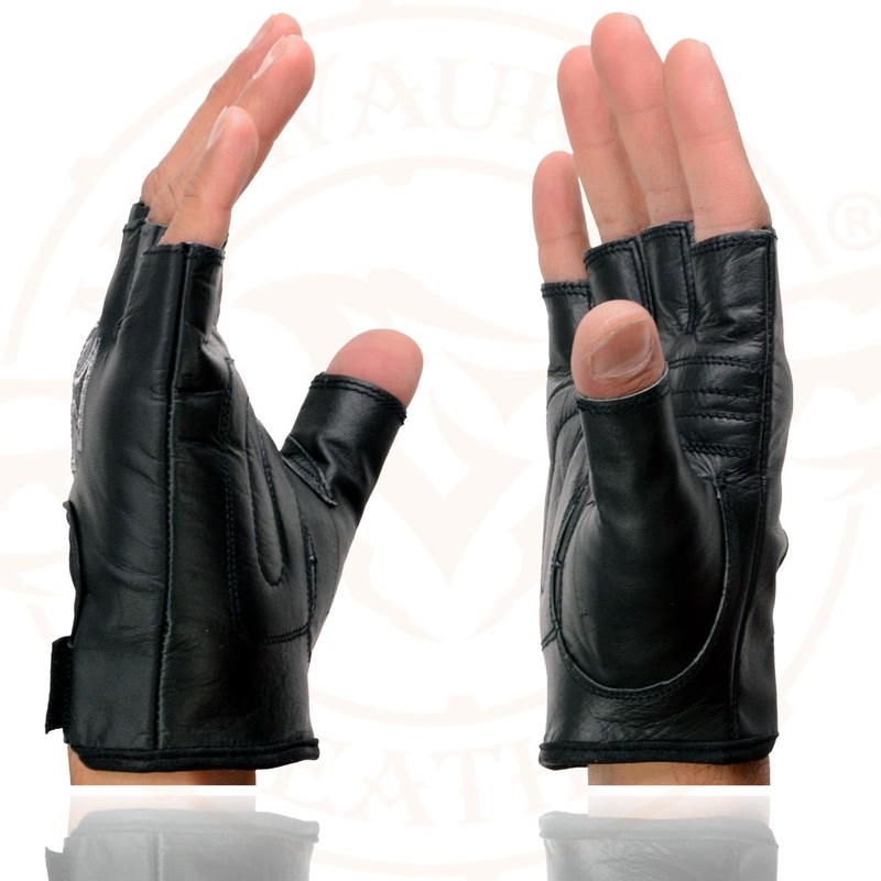 Milwaukee Leather Men's Fingerless Motorcycle Riding Hand Gloves - Medium