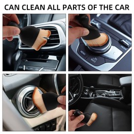 Zienlay 2 PCS Woobrooch Car Interior Dust Sweeping Soft Brush, Woobrooch Zabernim Car Detailing Brush,Scratch Free Curved Brushes with Case for Cleaning Engine Compartment, Dashboard, Electronics