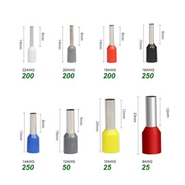 Fidioto 1200pcs Wire Ferrules Terminals Kit, AWG 22-8 Terminal Connector Wire Insulated Cord Pin Ends Terminals for Electric, Industrial, Power Control System, etc.