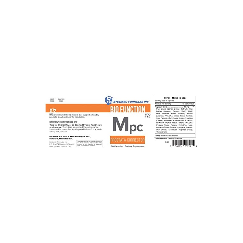 Systemic Formulas Mpc – Prostata Corrector 60 Capsules Bio Function