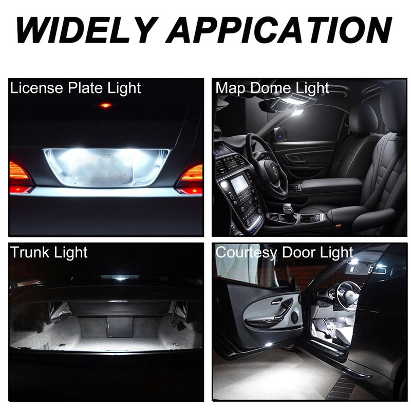 GLOFE T10 194 168 Dash Instrument White LED Light Bulbs