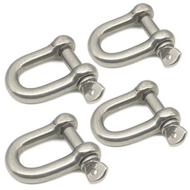 D Ring Shackle Lock-M10/0.4", 304 Stainless Steel D Ring for Heavy Duty Construction, Rigging, Vehicle Recovery, Hauling, Tie Downs, Hanging-4 Pcs