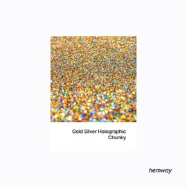 Hemway Premium Craft Glitter Shaker 130g - Gold Silver Holographic | Chunky Metallic Flake Sequins for Resin & Epoxy Crafts | Craft Supplies for Tumblers, Festival & Art