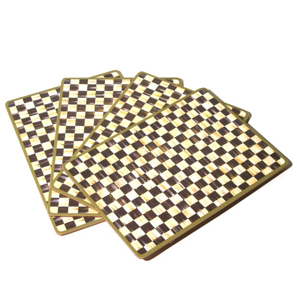 MacKenzie-Childs Courtly Check Placemats, Hard-Finish, Washable Table Mats, Set of 4