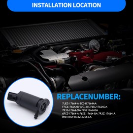 HiSport Windshield Washer Pump - Compatible with Ford F100 E350 E450 F650 F750 Ranger Mustang Focus Sable Windstar Taurus Freestar Escape - Replace 7R33-17664-DA